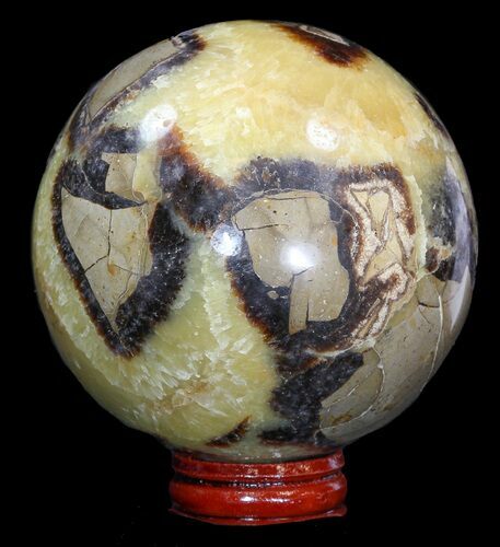 Polished Septarian Sphere - With Stand #43862